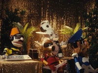 a group of stuffed animals are sitting at a table